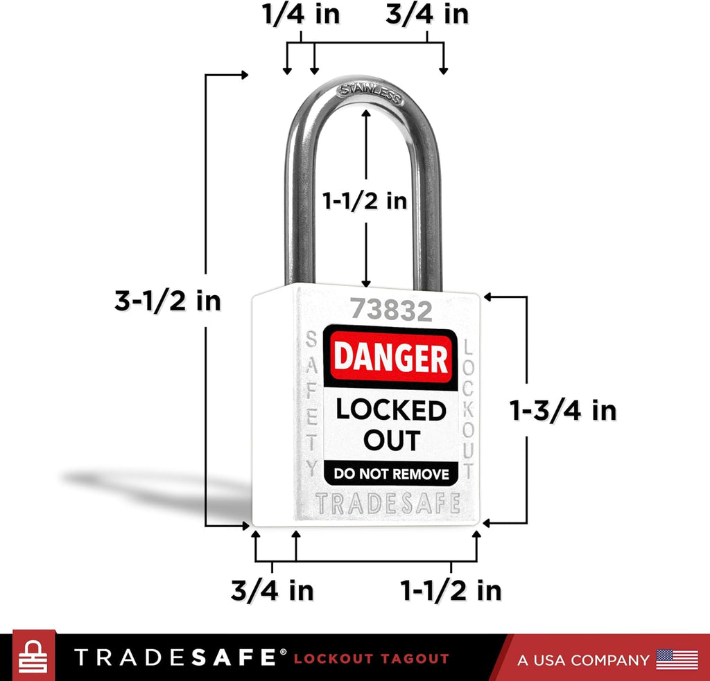 TRADESAFE Lockout Tagout Locks Set - 10 White Loto Locks, Keyed Alike Lockout Locks, 2 Keys Per Lock, OSHA Compliant Lock Out Tag Out Padlocks