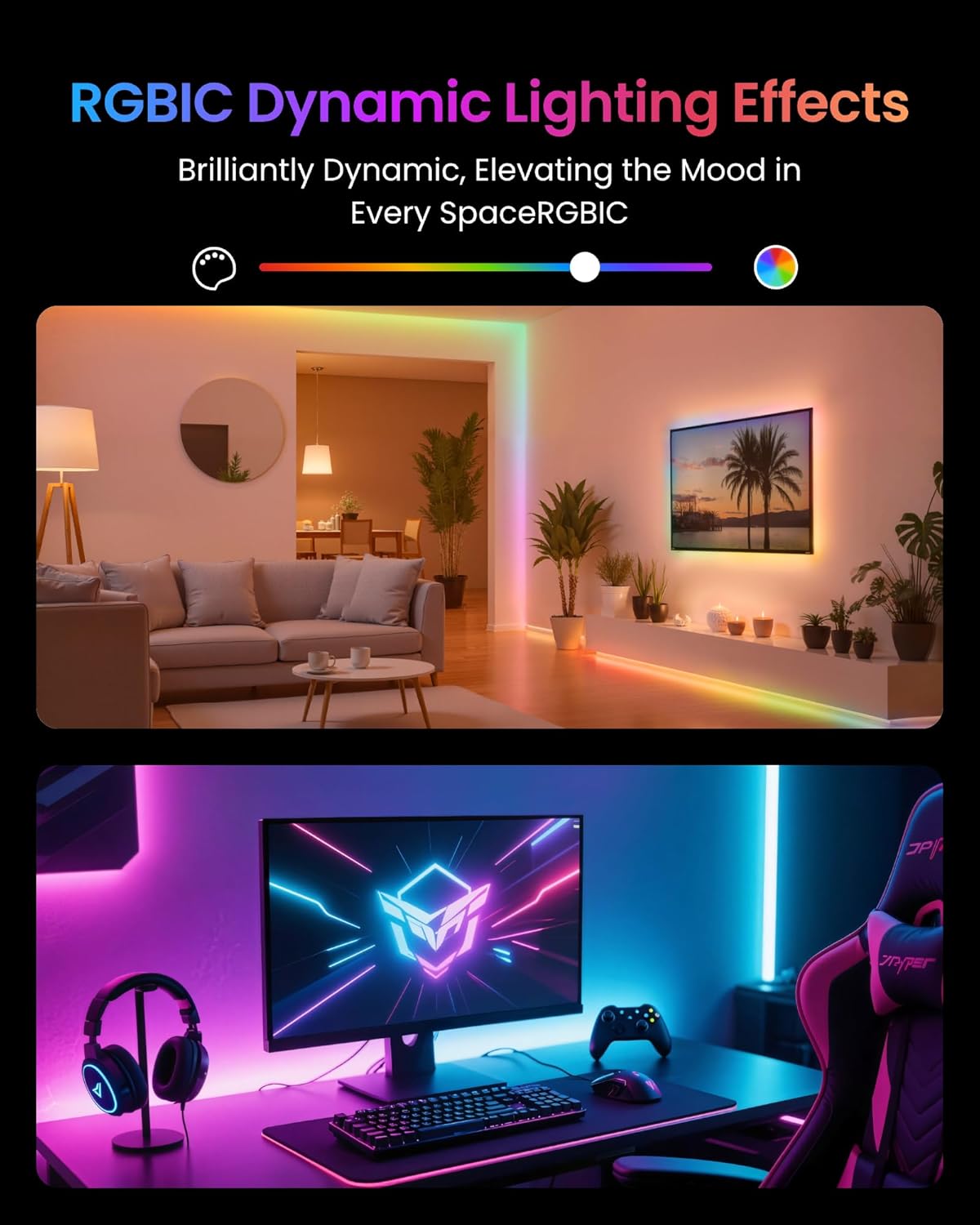 SwitchBot LED Strip Light 5M Voice Contorl, 72 LEDs/m, Compatible with Matter, Apple Home, Alexa & Google, 16M Colors, Music Sync, DIY Color-Changing LED Lights for Bedroom, Party, TV, Christmas décor