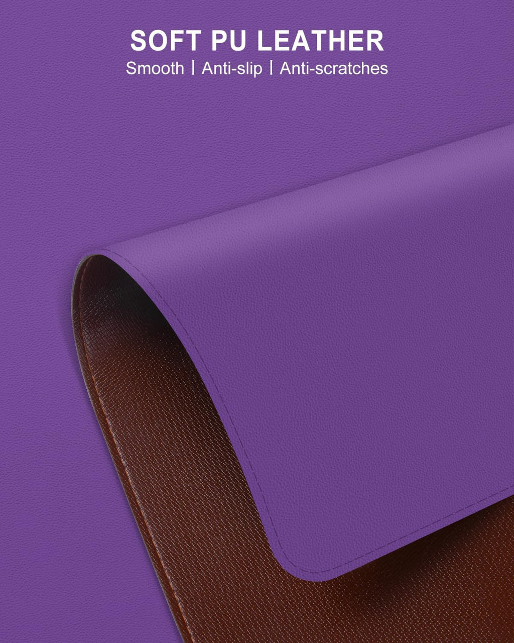 Heated Desk Pad, 23.6" x 14.2" Leather Non-Slip Warm Desk Pad, Large Mouse Mat with 3 Levels Heating & 3 Hours Auto Shut-Off, Hand and Foot Warmer for Office, Home, Purple