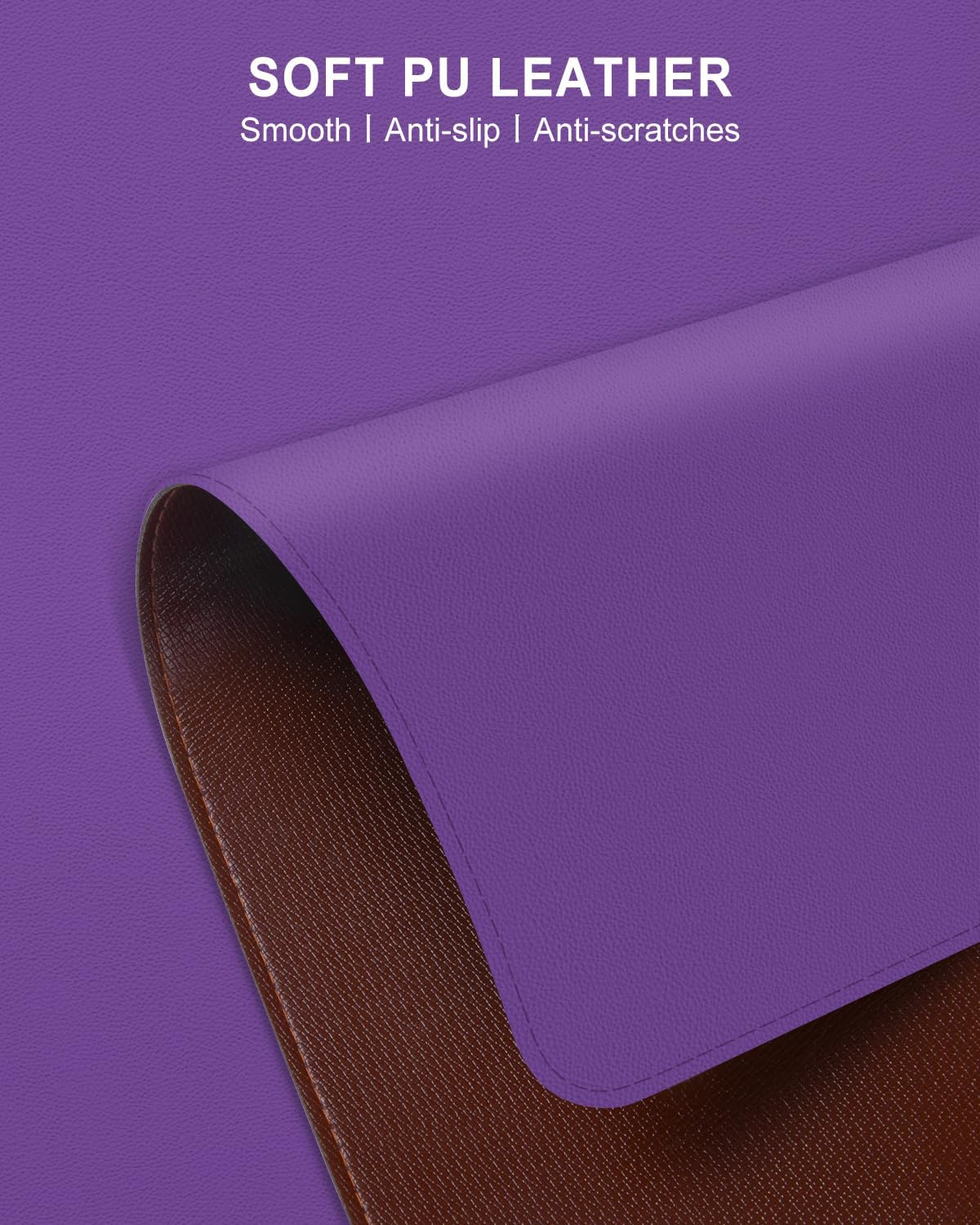 Heated Desk Pad, 23.6" x 14.2" Leather Non-Slip Warm Desk Pad, Large Mouse Mat with 3 Levels Heating & 3 Hours Auto Shut-Off, Hand and Foot Warmer for Office, Home, Purple