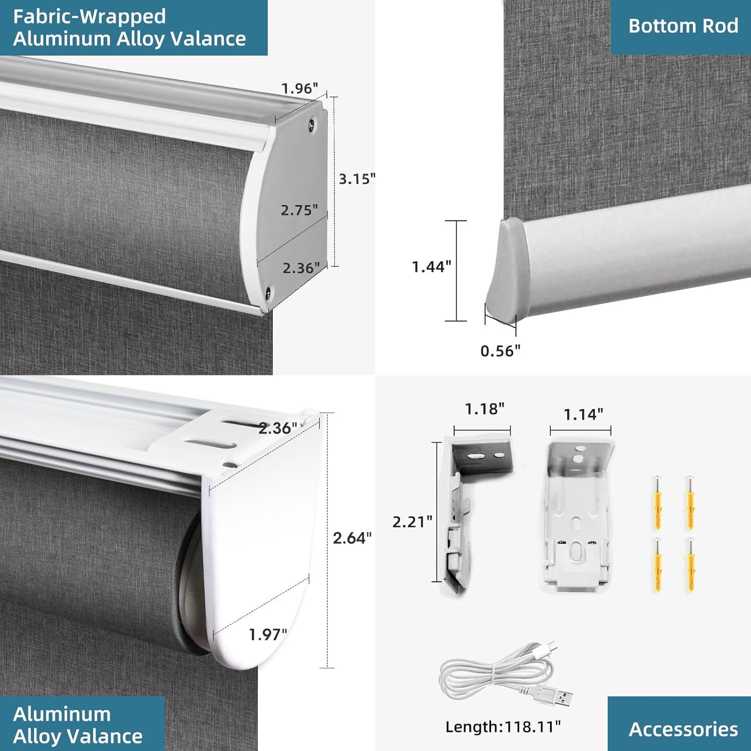 SmartWings Motorized Blinds Dual-Sided Blackout Shades Remote Control Smart Blind Shade Work with Thread Homekit Apple Z-wave Alexa Automatic Roller Shade Customized 16"-110"W (Bouvardia Medium Grey)