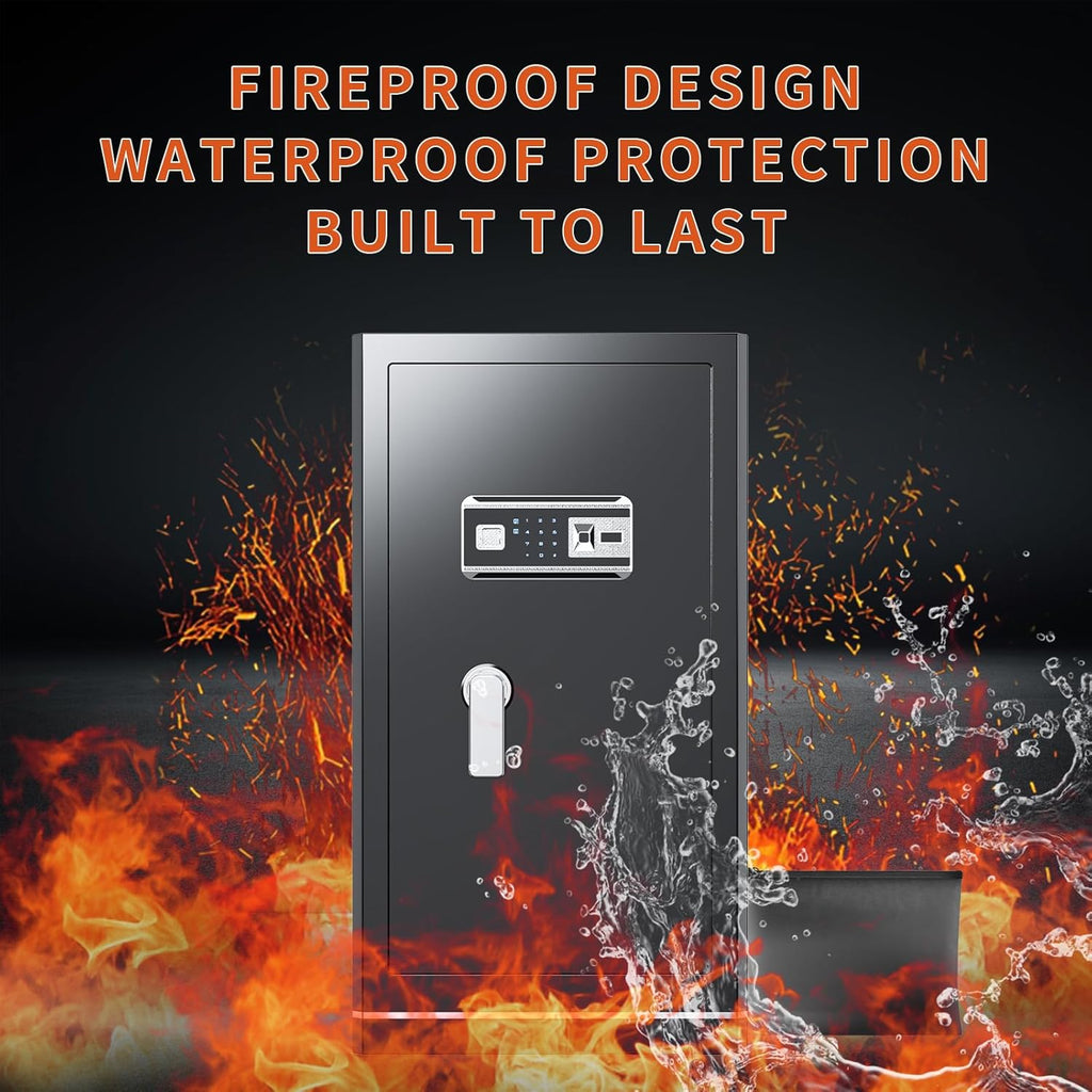 8.1 Cuft Large Home safe,Digital Security Fireproof Safe with Fireproof Waterproof Bag,Personal Document Safe with Programmable Keypad,Built-In Drawers and Removable Dividers for Money Documents