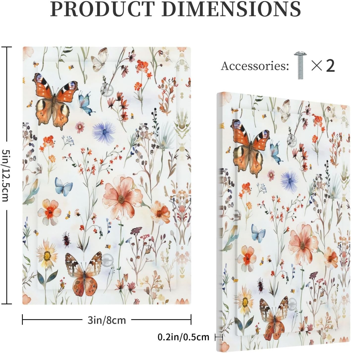 Light Switch Cover Plate Butterfly Floral Boho Multicolor Flower Leave 1 Gang No Device Blank Electrical Wall Plates Faceplate Decorative Switch Plate for Bed Room living Room Decor