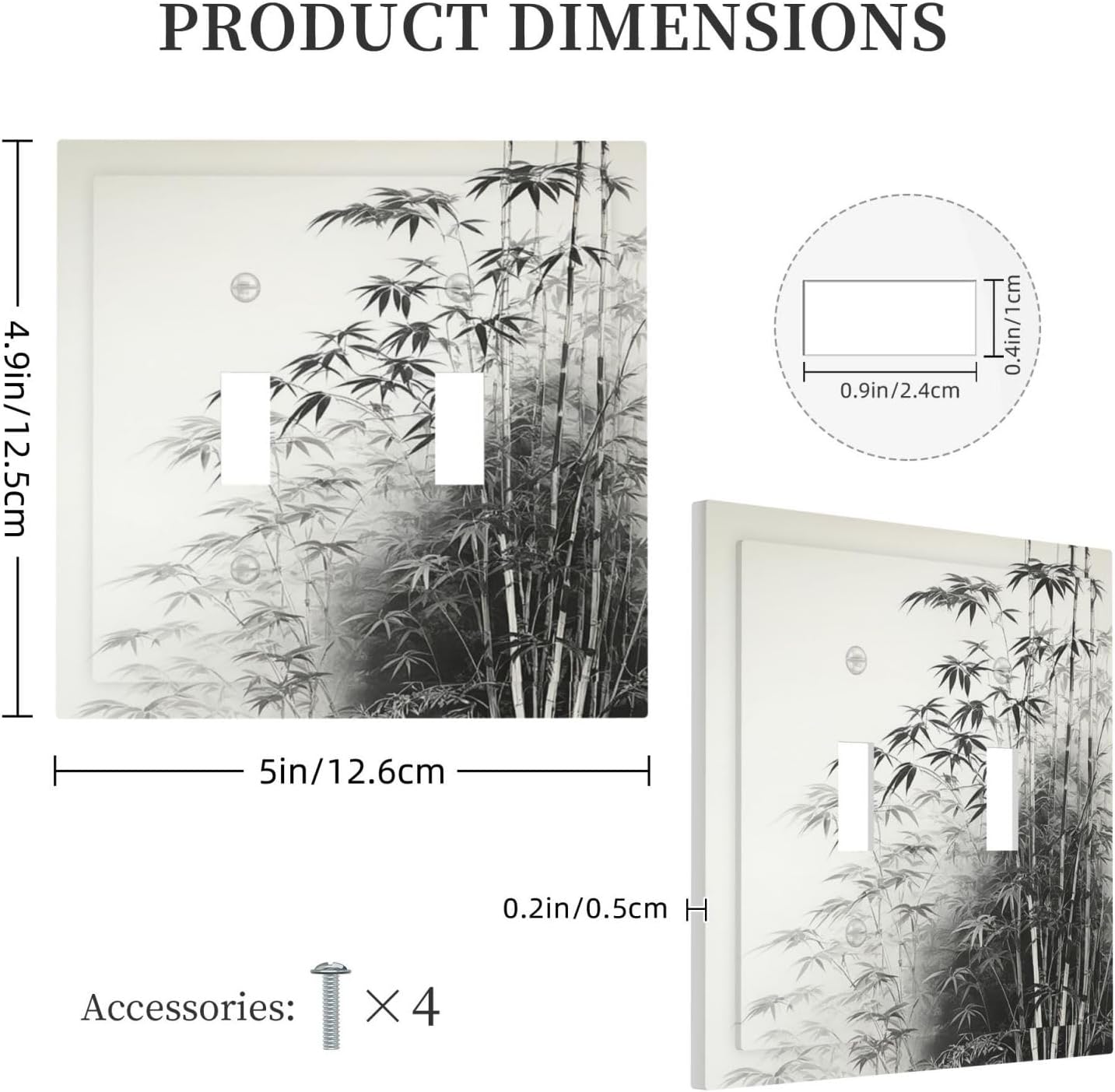 Watercolor Vintage Ink Bamboo Forest 2 Gang Double Toggle Light Switch Cover Decorative Switchplate Electrical Wall Plates Faceplate for Bathroom Bedroom Decor 4.9 X 5 IN
