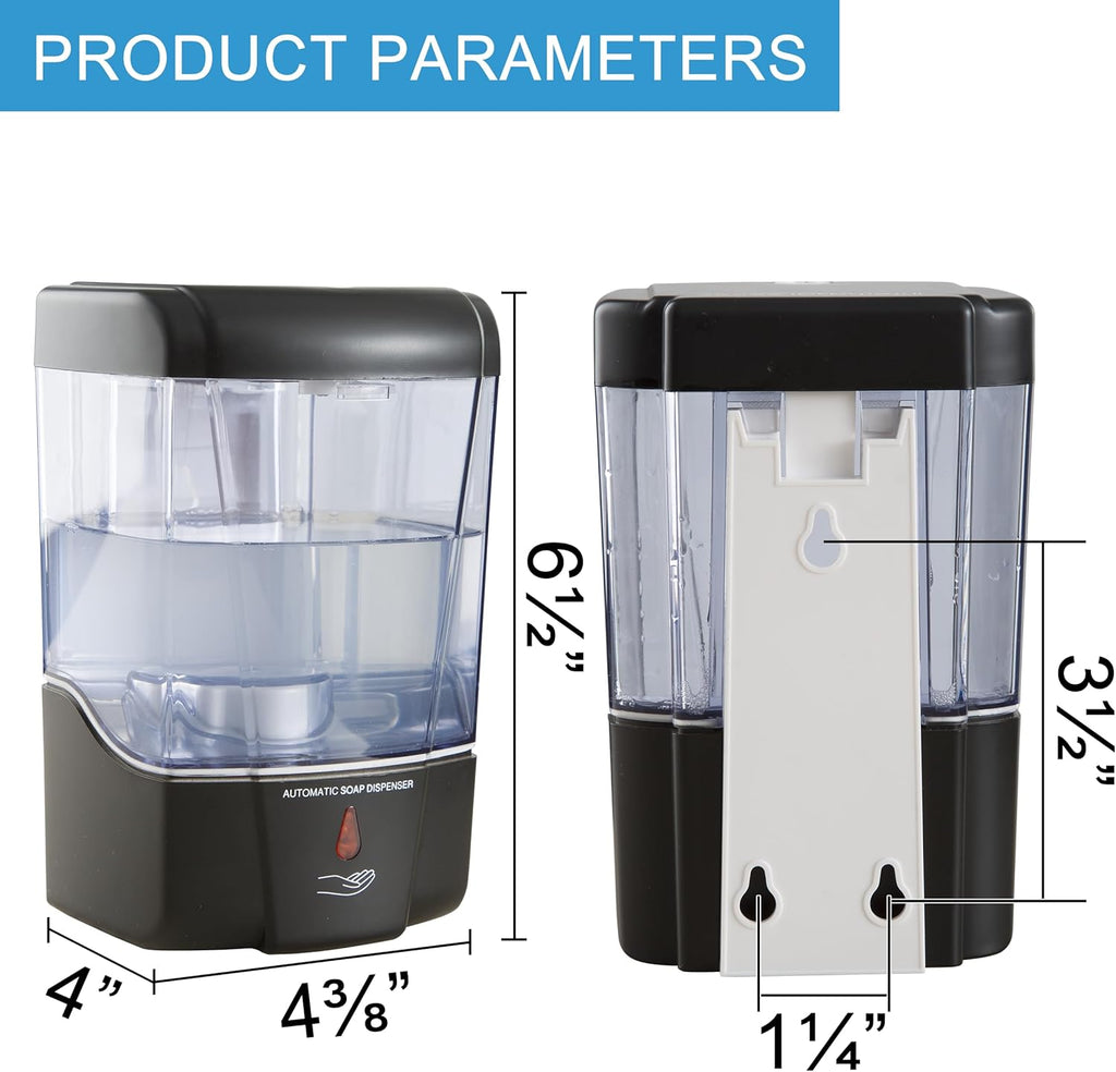 Automatic Sensor Soap Dispenser Wall Mount Black, Touchless Induction Hand Sanitizer Dispenser for Bathroom with Gel or Liquid, 20 Oz