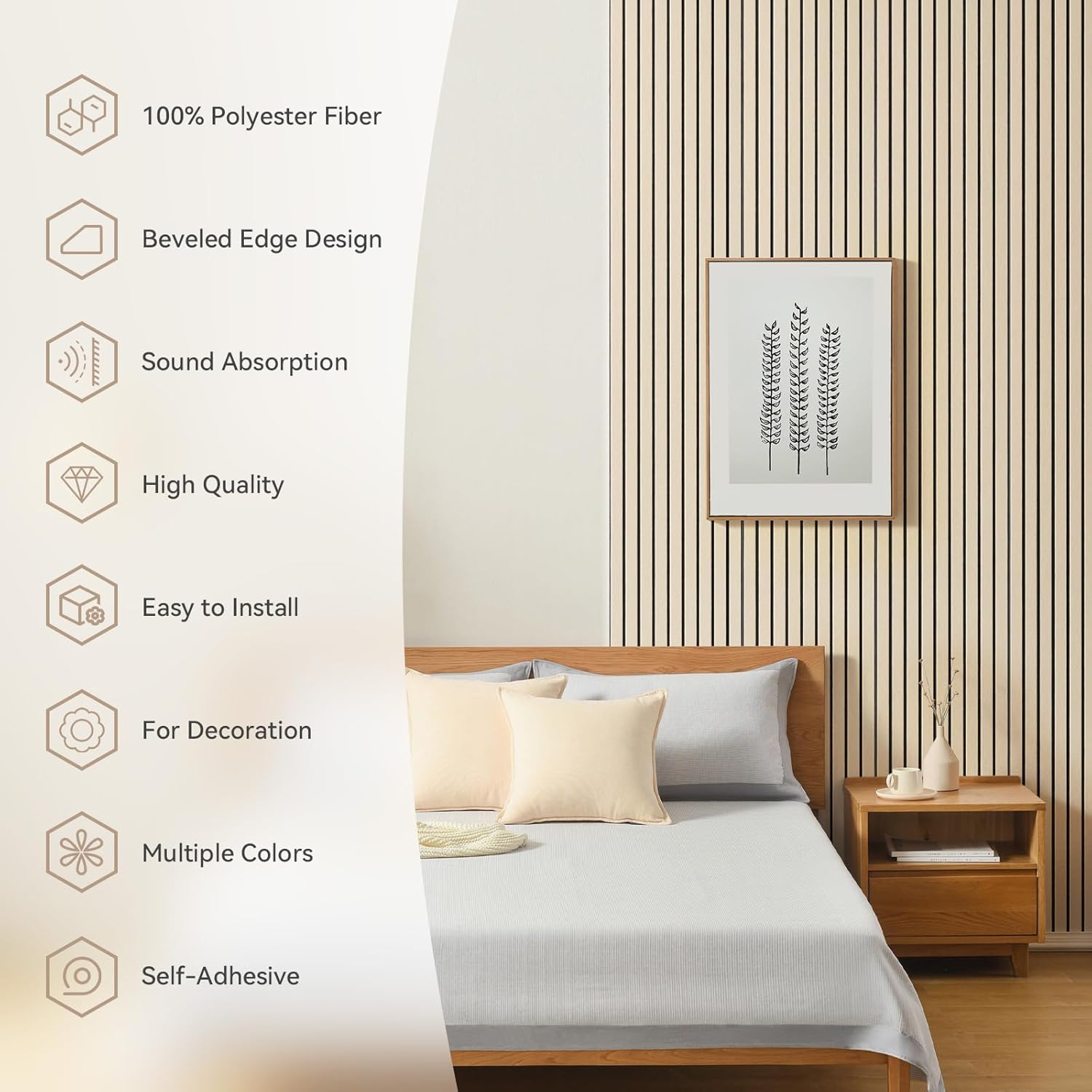 Self-Adhesive Acoustic Panels, 10 Pack Large Soundproof Wall Panel, High Density Sound Proof Panels, Decorative Absorbing Acoustic Treatment for Home Studio Office (Camel)