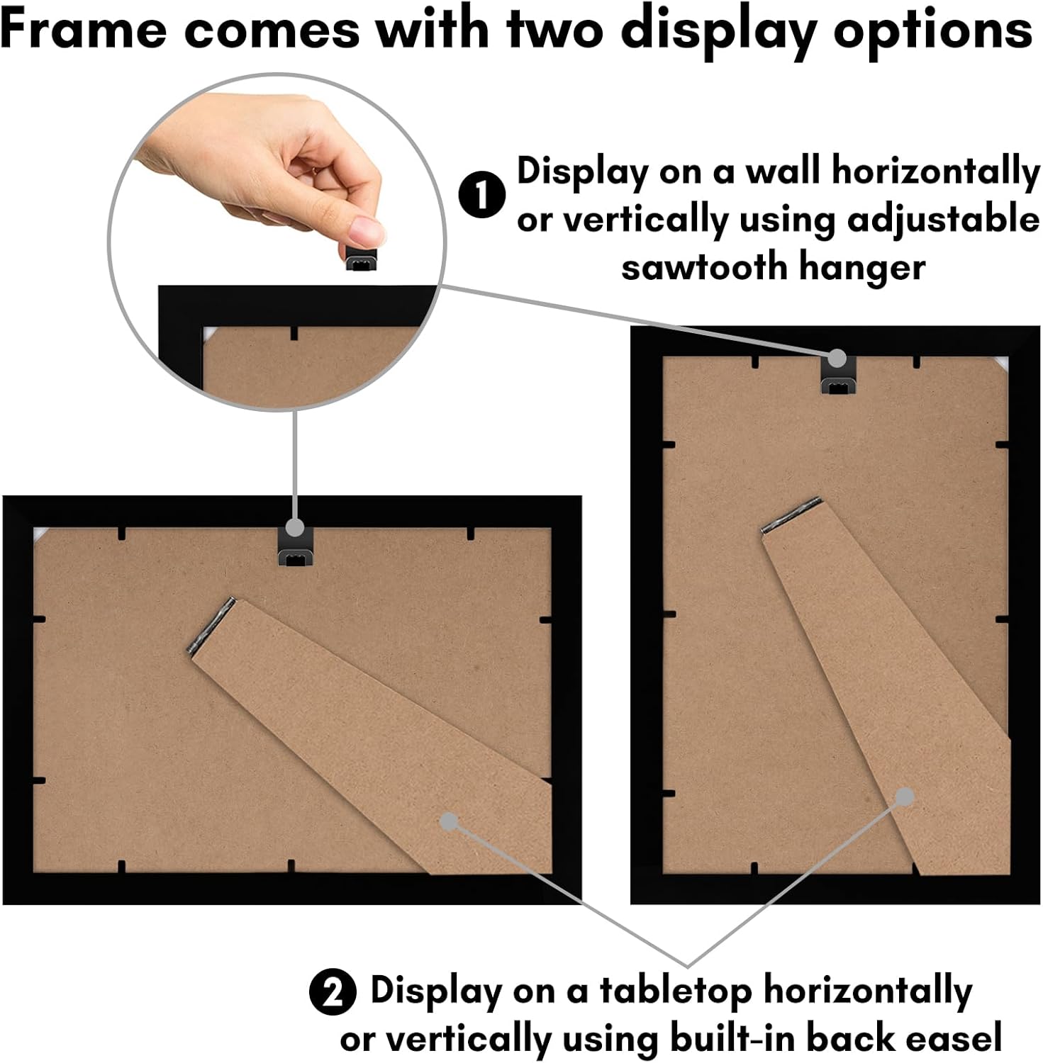 Americanflat 8x12 Picture Frame with Shatter-Resistant Glass - Signature Collection - Gallery-Style Frames Made of Engineered Wood - Photo Frame for Tabletop and Wall Display - Black