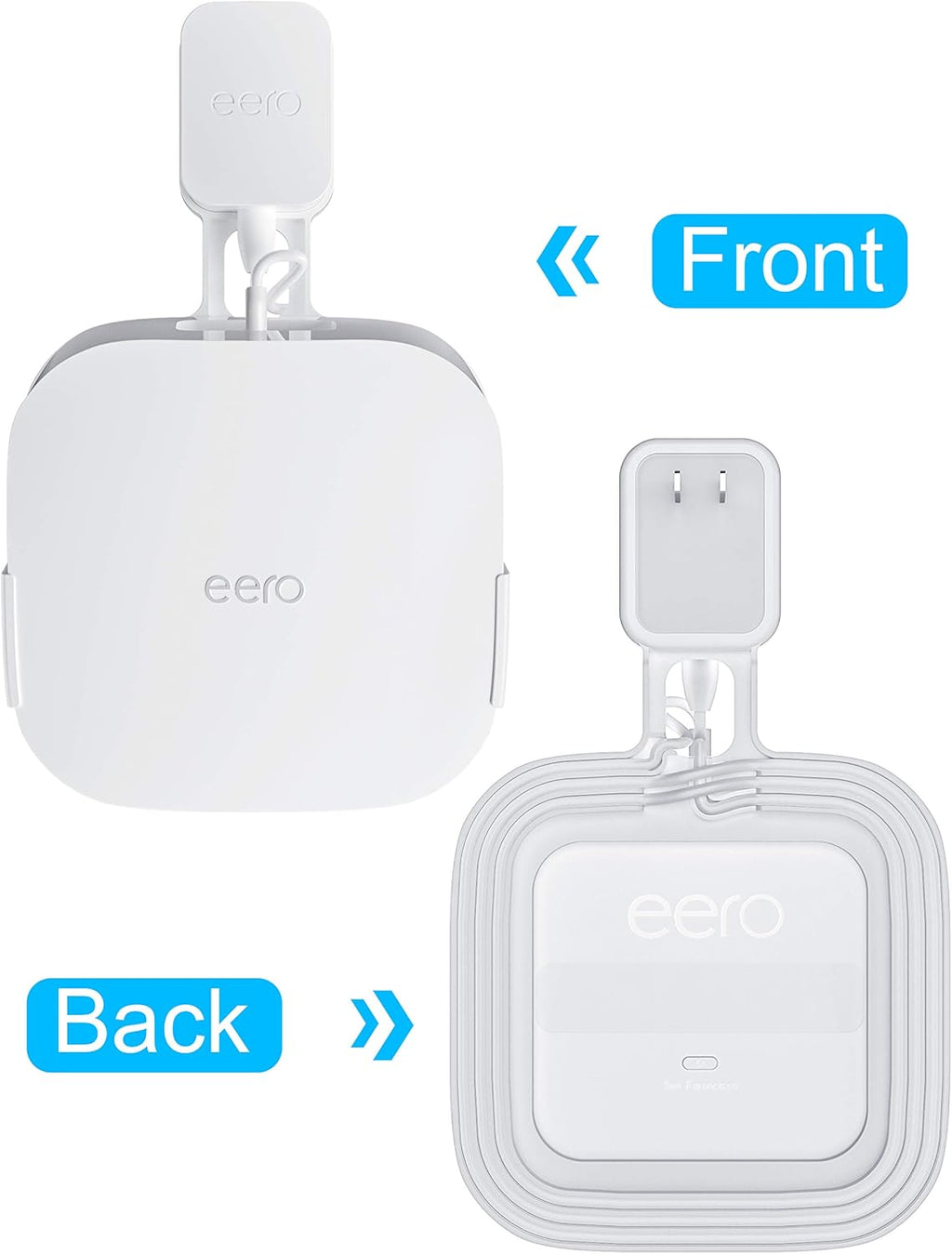 COOLWUFAN Wall Mount Holder for eero Pro 6 or eero Pro 6E Home WiFi System-Simple and Sturdy Wall Mount Holder Stand Bracket for eero Pro 6E & Pro 6 tri-Band mesh Wi-Fi 6 System (White(2 Pack))