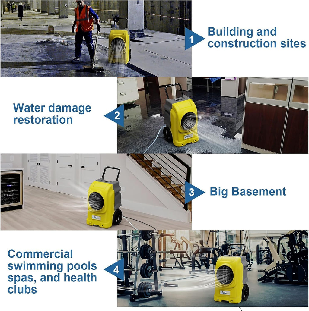 ALORAIR LGR Commercial Dehumidifier with Pump & Drain Hose, Portable Insutrial Dehumidifier for Basments, Home, Job Sites, Fit for 2,100 Sq.Ft Space with Wheels (Storm Elite Yellow NO WIFI)