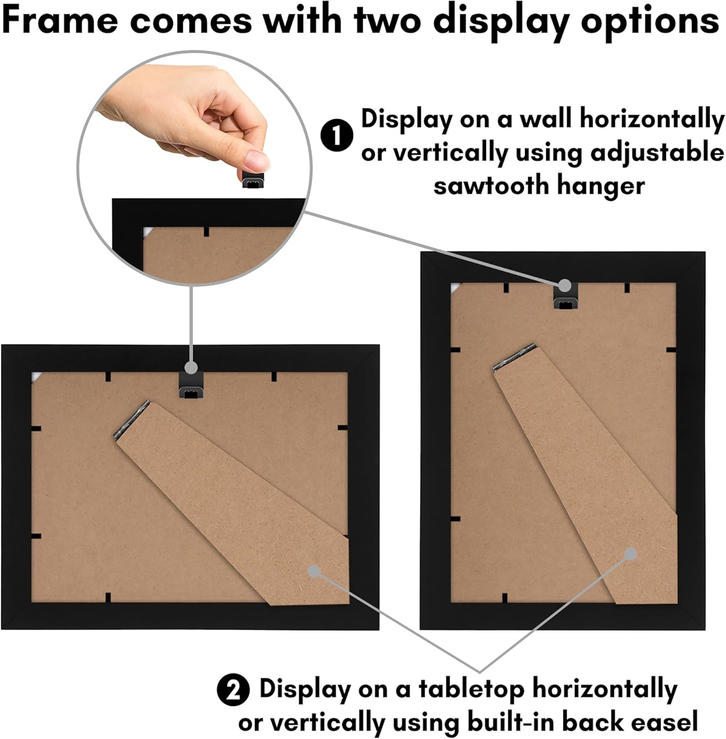 Americanflat 5x7 Picture Frame with Shatter-Resistant Glass - Signature Collection - Gallery-Style Frames Made of Engineered Wood - Photo Frame for Tabletop and Wall Display - Black