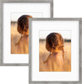 Golden State Art, 16X20 Picture Frame with Mat for 11X14 - High Definition Glass Wall Mounting Horizontal Vertical Display (Gray, 2 Pack)