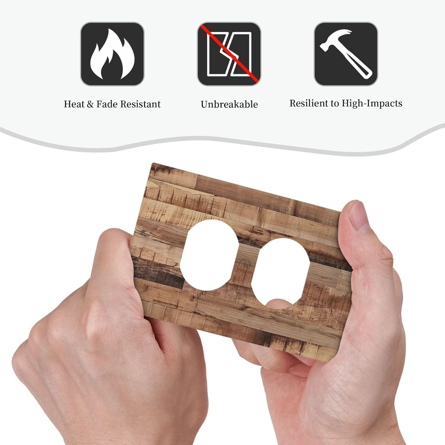 Outlet Covers Rustic Brown Wood Grain 1 Gang Duplex Wall Plate Decorative Switch Plates Electrical Receptacle Faceplate Light Switch Cover for Farmhouse Kitchen Decor