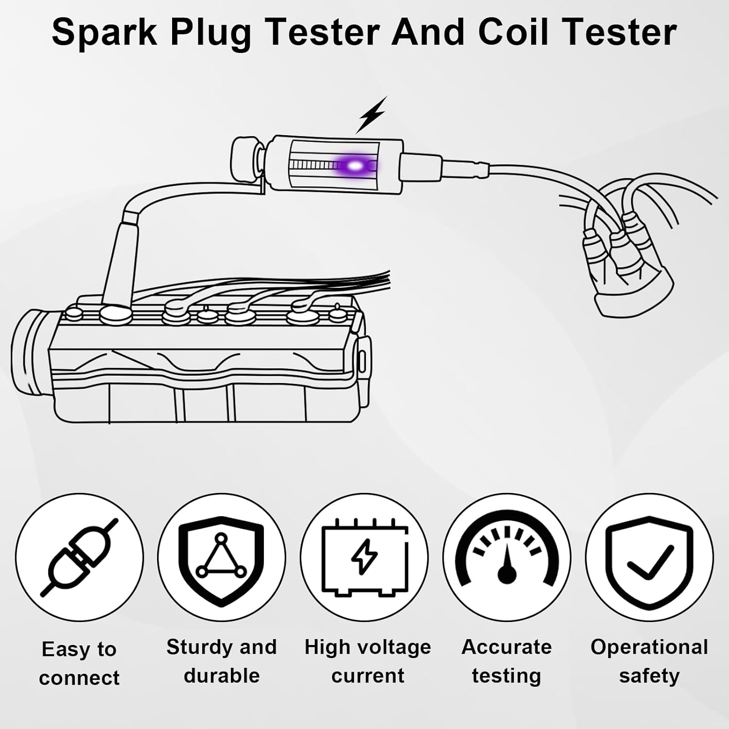 2 PCS Spark Plug Tester, Adjustable Ignition Coil Tester System, Coil Pack Tester, Spark Testers Tool, Spark Checker, Autos Diagnostic Test Tool for Automotive, Small Engines, Lawnmowers