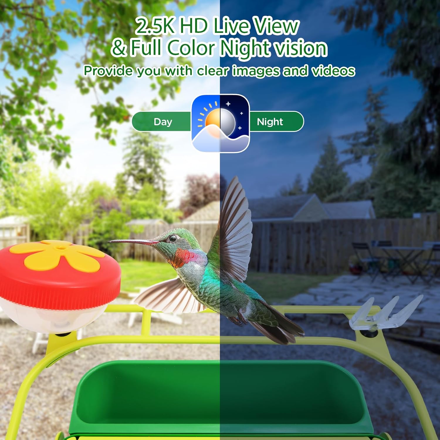 Avinory Smart Bird Feeder with Camera 2.5K HD, Solar Powered AI Bird Identifier 10000+ Species, 32GB Card, Wireless,with Night Vison,Metal Squirrel Proof for Outdoor Birds Watching Gift