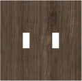 Decorative Switch Plate Covers Rustic Walnut Wood Grain 2 Gang Double Toggle Light Switch Cover Plate Electrical Wall Plate Outlet Cover for Farmhouse Cabin Decor