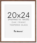 20x24 Picture Frames, Rustic Solid Oak Wood Frame 20 x 24 for Wall, Wooden 20 by 24 Photo Frames with Tempered Real Glass, 20x24 Poster Frame Matted to 16x20 (Walnut Color, 1 Pack)