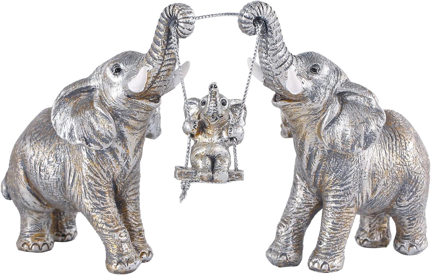 Elephant Statue.Silver Elephant Decor for Women,Mom Gifts.Elephant Figurines Brings Good Luck.Decoration Ornaments for Living Room,Table Centerpiece, Shelf, Office Decor (Silver)