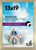 Americanflat 13x19 Picture Frame with Shatter-Resistant Glass - Signature Collection - Gallery-Style Frames Made of Engineered Wood - Photo Frame for Wall Display - Gold