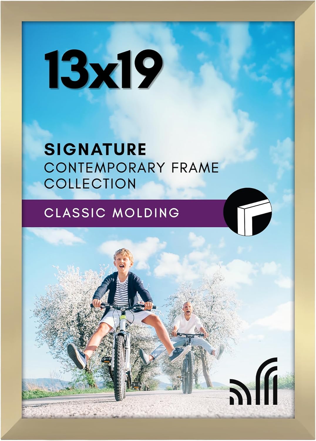 Americanflat 13x19 Picture Frame with Shatter-Resistant Glass - Signature Collection - Gallery-Style Frames Made of Engineered Wood - Photo Frame for Wall Display - Gold