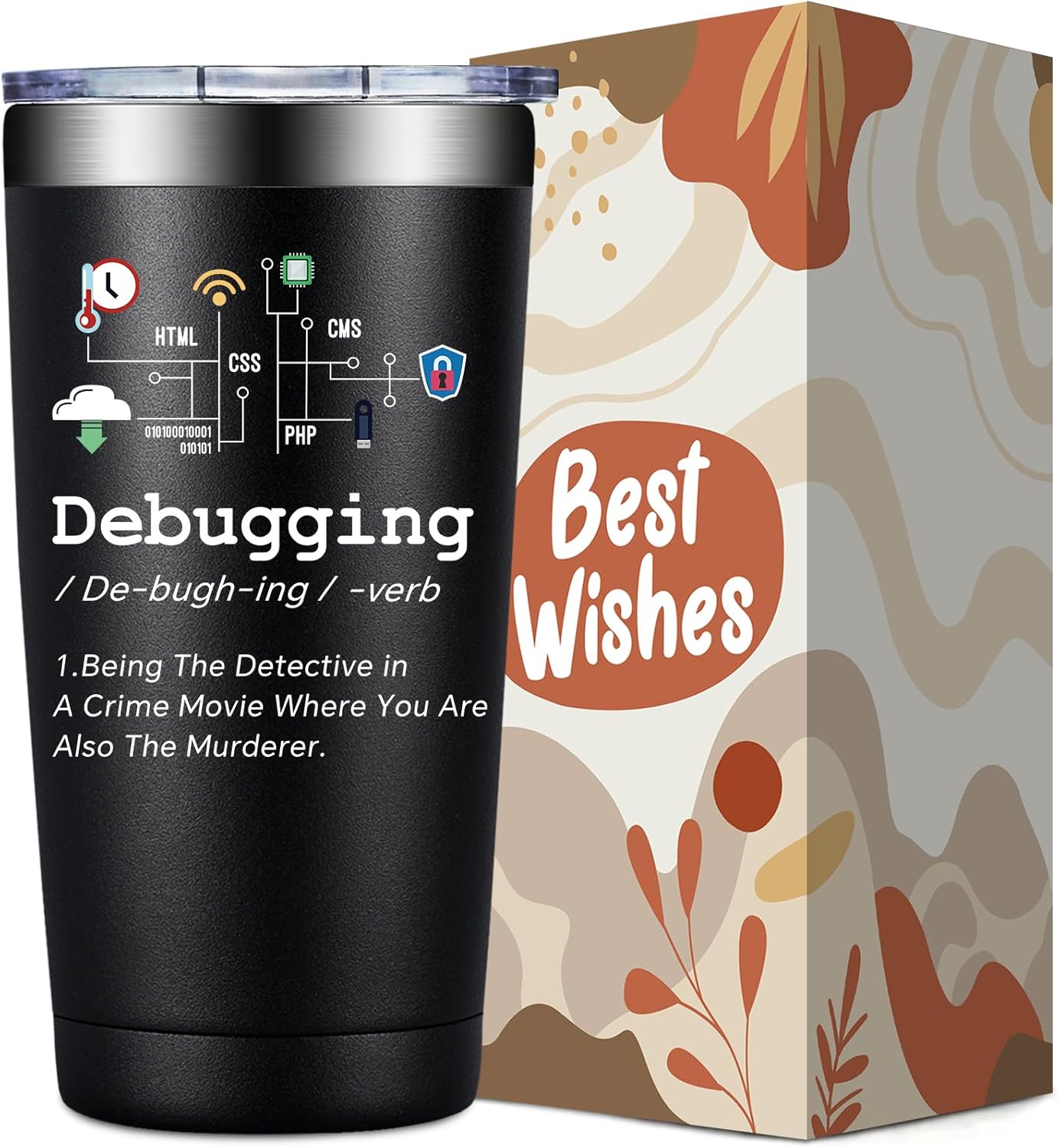 SpenMeta Christmas Computer Science Gifts - Computer Programmers Gifts for Coders, IT Tech, Geeks - 20oz Debugging Definition Tumbler Cup