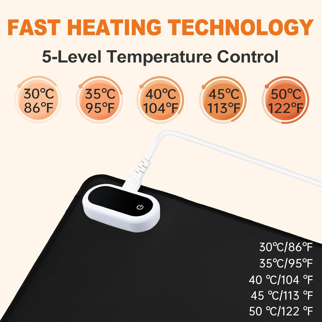 Heated Desk Pad, Heated Mouse Pad - 31.5 x 13 inch, Heated Desk Mat, Desk Warmer with 5 Heat Levels & Auto Shut-Off - Ideal for Office and Home(Coffee Brown)