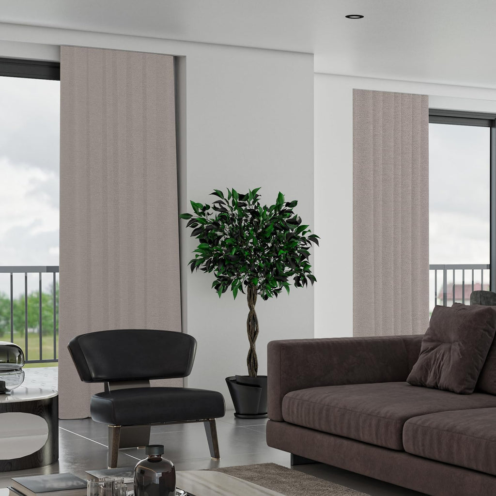 SmartWings Automatic Curtain Opener with Drapery, Motorized Vertical Blinds with Remote, Electric Closet Doors Sliding Panels Compatible with Alexa Google Homekit, 90% Blackout Dove