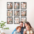 Renditions Gallery Set of 9, 8X10 Custom Photo Prints with Real Wood Picture Frames. Create Personalized Photos with Peel & Stick Photo Frames. Black Frame