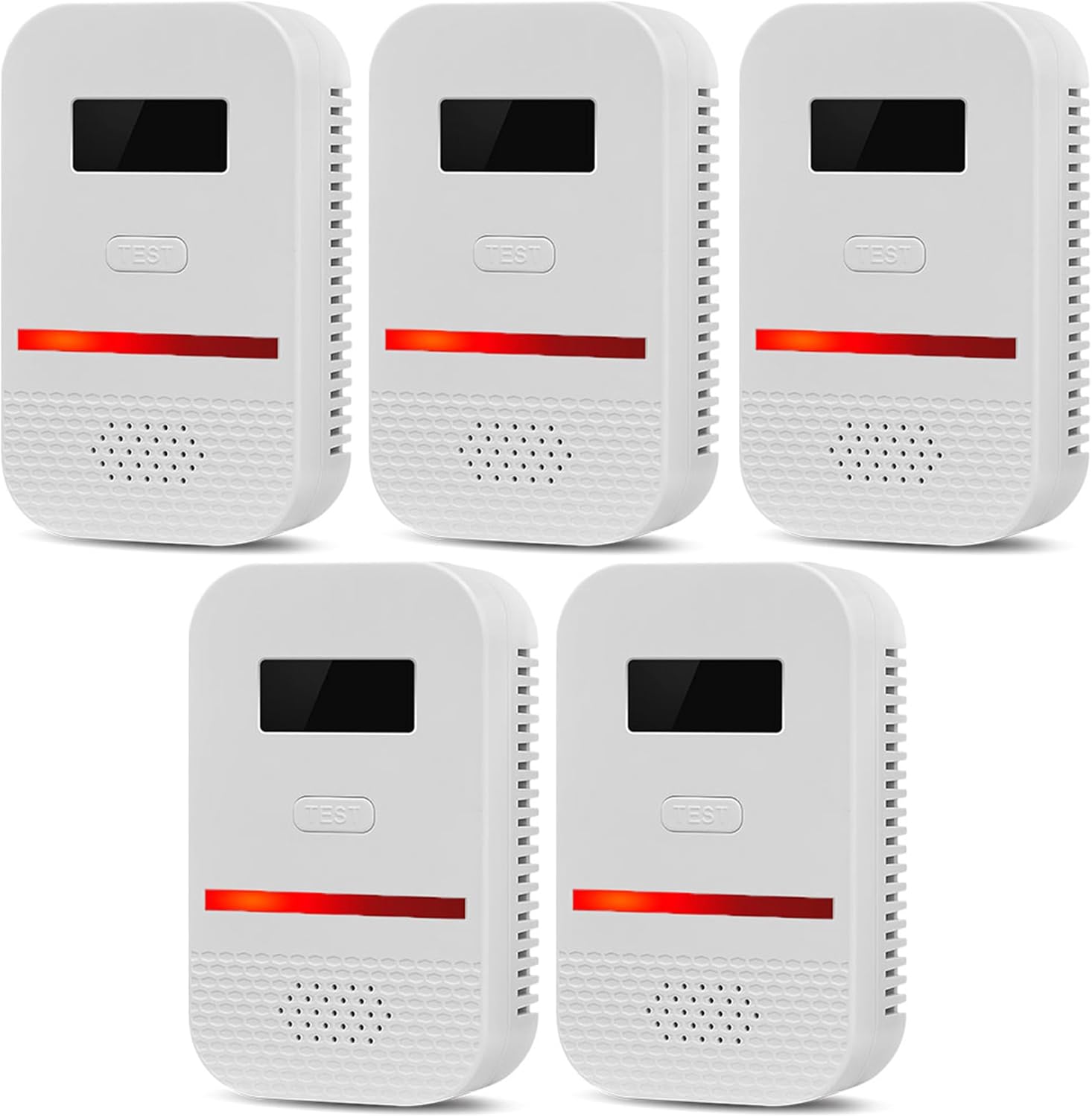 5PCS 2-in-1 Carbon Monoxide and Combustible Gas Detectors Combination, Plug in Co Leak Detector LNG LPG Monitor for Home Travel RV Essentials, Sound Alarm Over 85dB, 50-Feet Detection Range