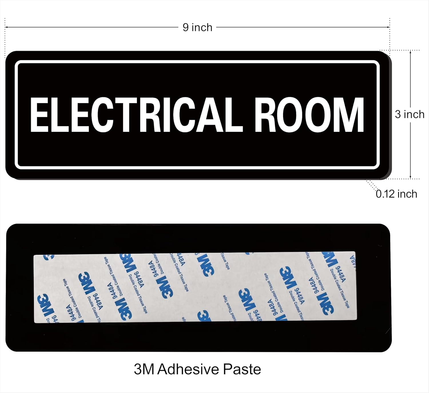 Electrical Room Sign - Premium Durable Acrylic Material, Ultra-strong Self-adhesive, Quick Installation, Suitable for Your Home and Business (9×3 Inches Black).