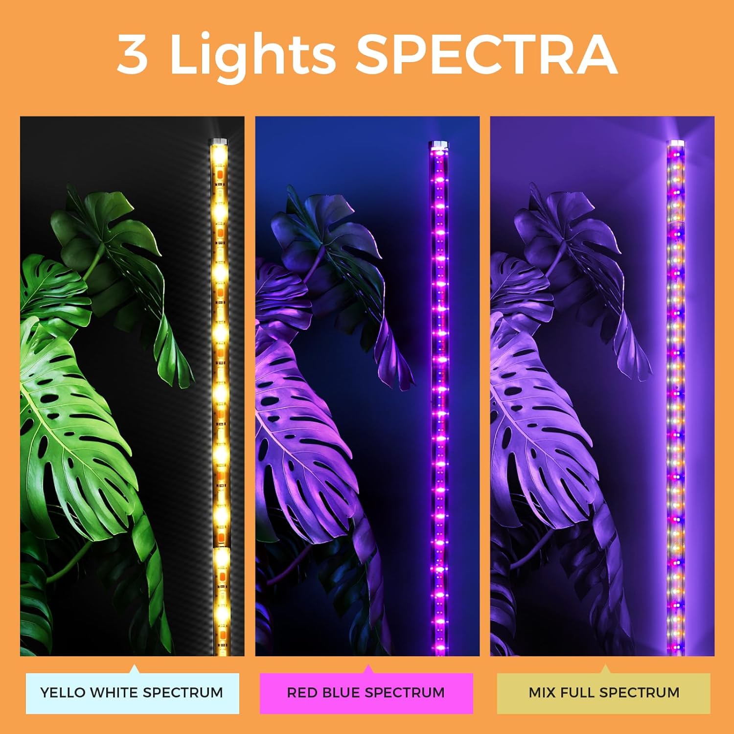 Grow Lights for Indoor Plants, 44W 192 Led Full Spectrum Plant Light, 5.4FT Adjustable Length Standing Grow Light with Timer/Six Leg Base for Greenhouse/Garden