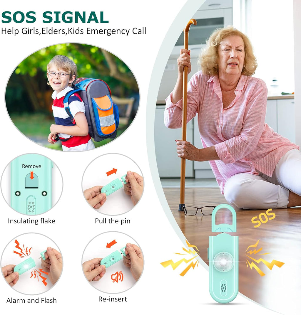 Personal Safety Alarm for Women Girls, 130dB Loud Siren with Key Chain, SOS Strobe Light, Flashlight, Double Speakers Help Kids/Elders/ Students Emergency Call, Stocking stuffers Gift for Self Defense