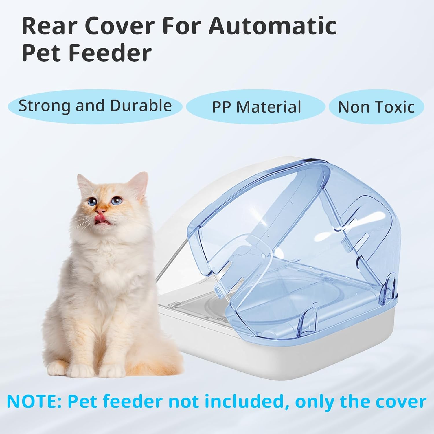 Rear Cover for Automatic Microchip Cat Pet Feeder - Prevents Persistent Pet from Getting Food from The Back of The Feeder - Blue
