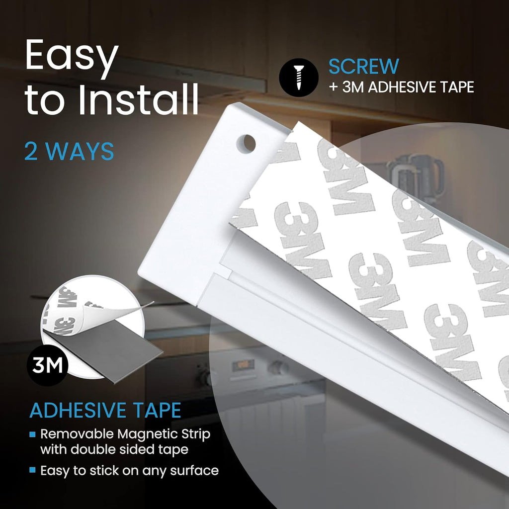 EShine 3 Pack 7 inch White Smart Dimmable LED Under Cabinet Lighting Kit Compatible with Alexa, Google - Warm White (3000K)