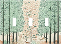 Boho Wildflower Forest Woodland Animals Decorative Switch Plates 3 Gang Wall Plate Triple Toggle Light Switch Cover Electrical Wall Panels Faceplate for Bedroom Bathroom Decor