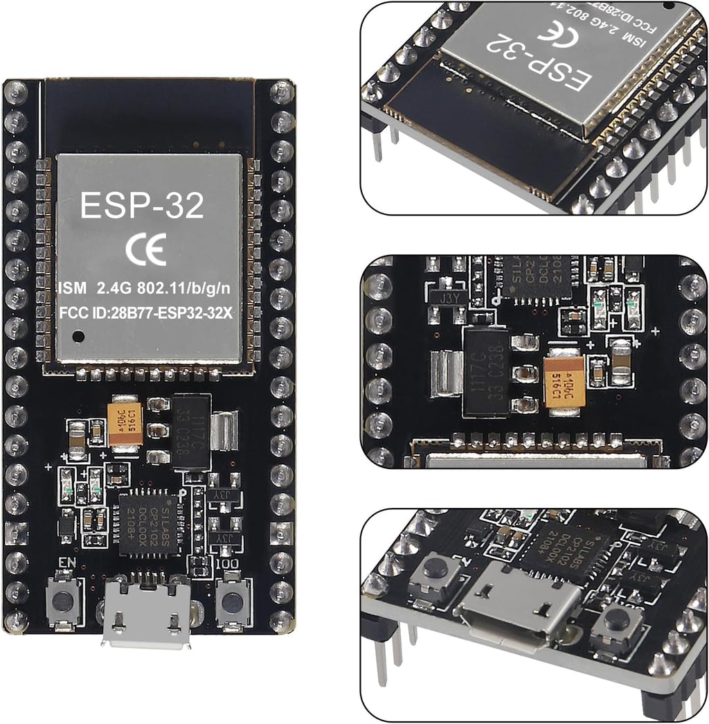 3 Set ESP32 Development Board 38Pin Narrow Version WiFi + Bluetooth Microcontroller ESP-32 ESP-32S Board ESP-WROOM-32 with ESP32 Breakout Board GPIO 1 into 2 Terminal Screw Board