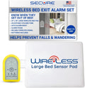 Secure Large Bed Alarm for Elderly Adults - Wireless Sensor Pad (24"x30") & Monitor with Protective Holder - Smart and Reliable Fall Prevention for Seniors and Dementia Patients