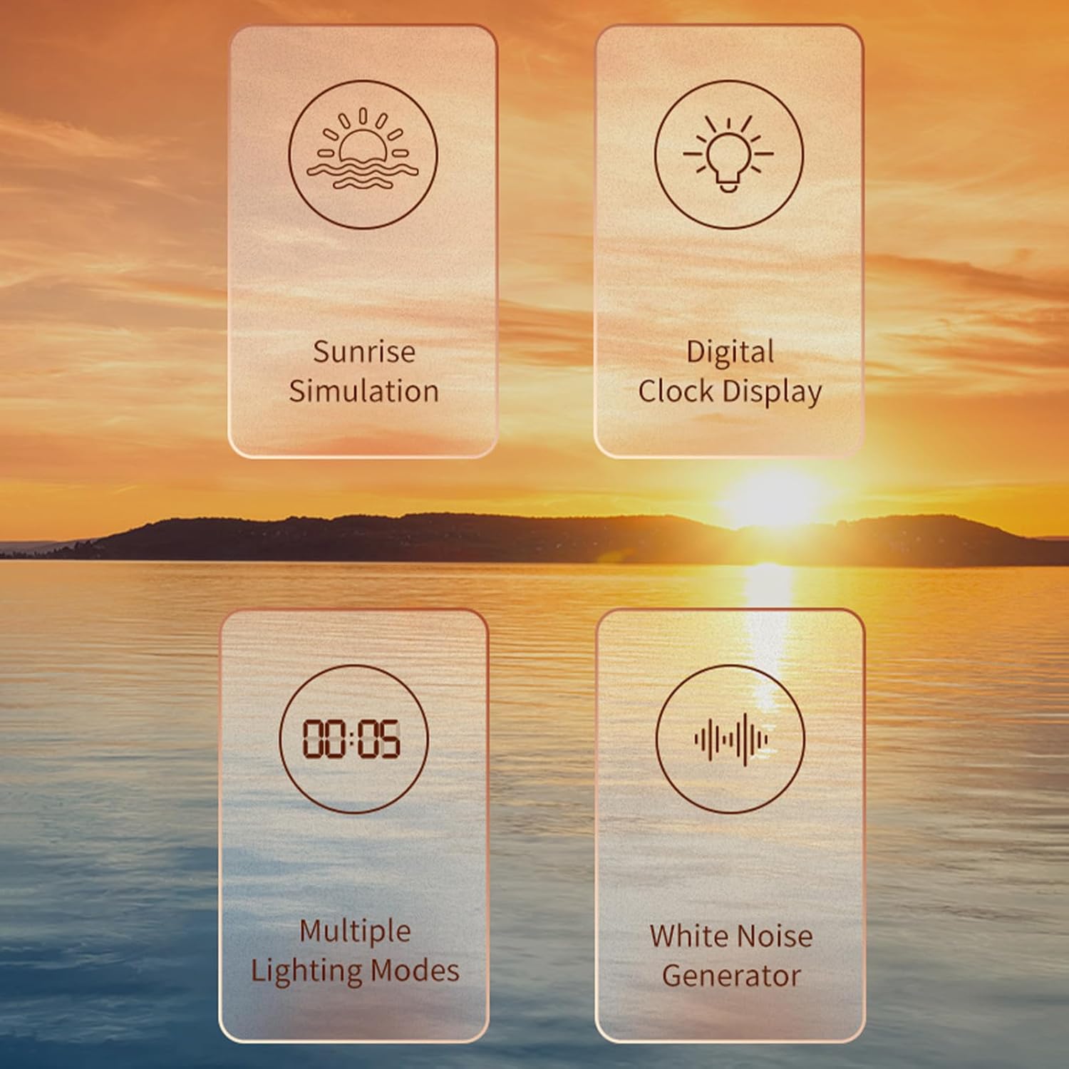 Sunrise Alarm Clock with Wireless Speaker Sleep Sounds, Smart Wake Up Light for Natural Sunrise Sunset Simulation, Bedside Lamp with White Noise for Better Sleep, Ideal Gift