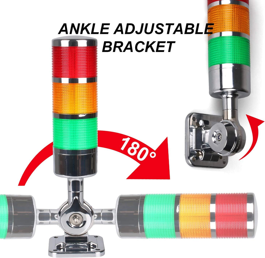 12-24V LED Stack Tower Lights, Industrial Warning Lights, Andon Lights, Column Signal Tower Indicator Lamp Beacon, Continuous/Flashing Light Switchable, 1 Layer (Without Buzzer)