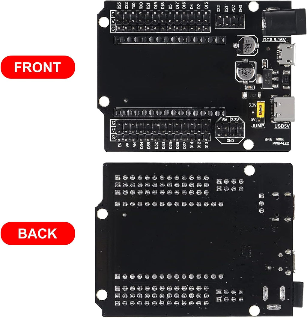 AITRIP 2 Sets ESP-WROOM-32 ESP32 ESP-32S Development Board CP2102 WiFi+Bluetooth Ultra-Low Power Dual Core ESP32-DevKitC-32 ESP-WROOM-32 with Expansion Board for Arduino