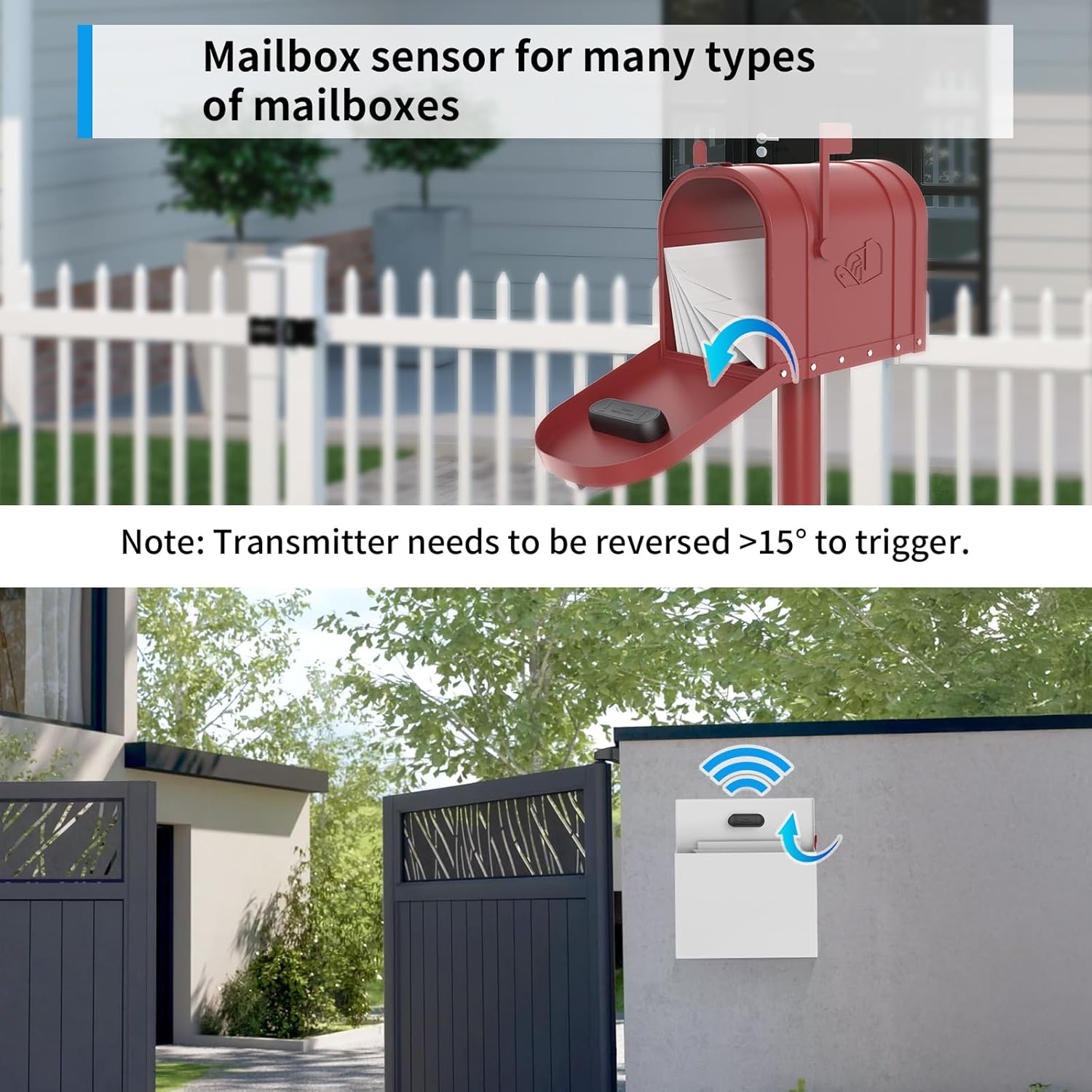Mailbox Alarm Mail Chime Notification System-Mail Alarm 600 ft Long Range Wireless Mailbox Alert With LED Light Flashing and Sound Reminders