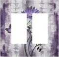 Purple Daisy White Floral Butterfly Flowers Outlet Covers Light Switch Cover Plate 2 Gang Double Rocker Wall Plates Decorative Switch Plates Plug Cover Electrical GFCI Receptacle for Home 4.9 X 5 IN