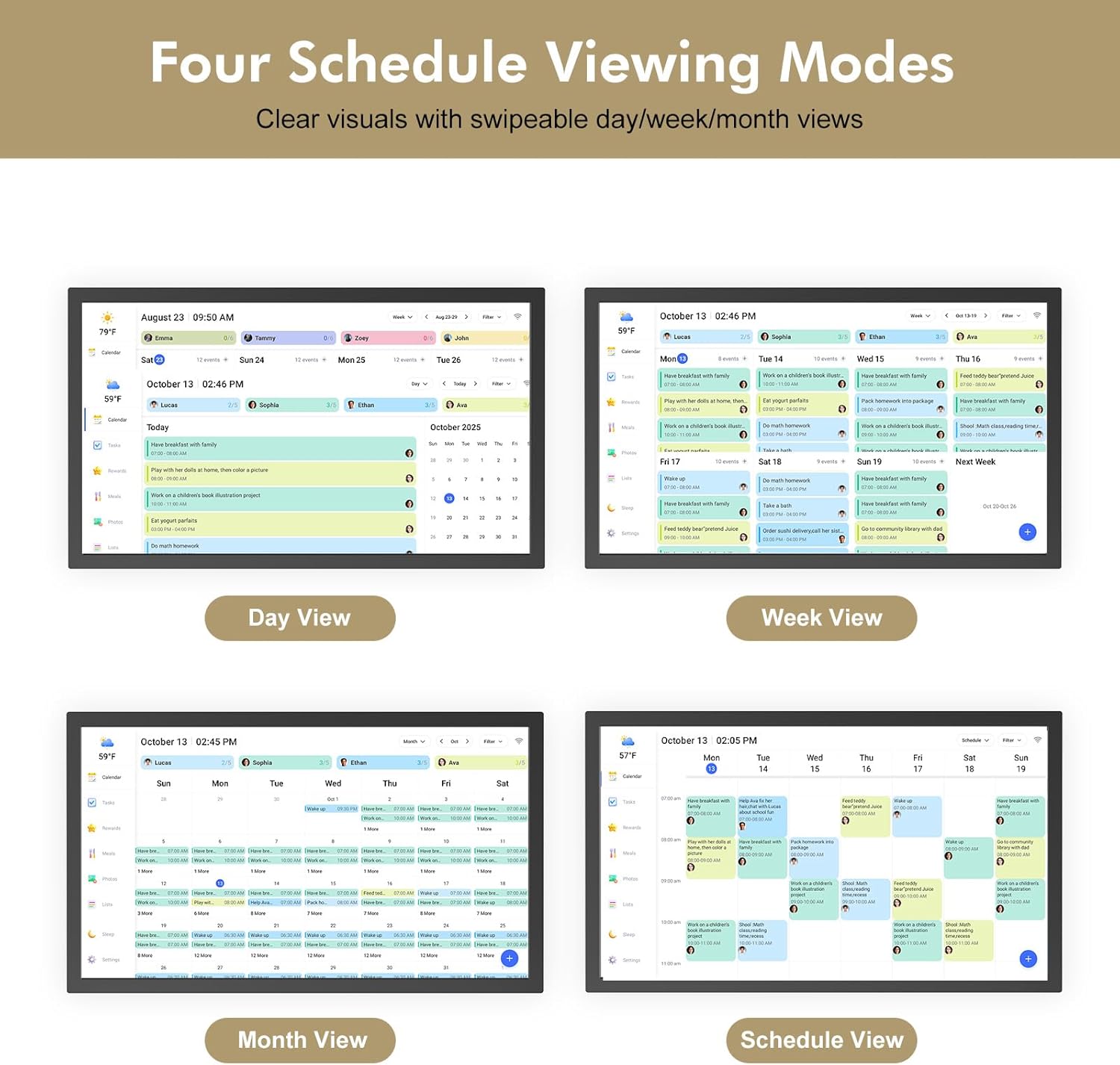 27" Smart Digital Calendar for-Family-Business-Planner - Electronic Calendar for Business Chore Chart, Touchscreen Display for Family Schedules, Wall & Desk Mountable, Christmas Gift for Mom Dad