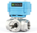 U.S. Solid 3/4" 3 Way Stainless Steel Motorized Ball Valve AC110-230V, L Type Water Shutoff Valve with Manual Function, Standard Port