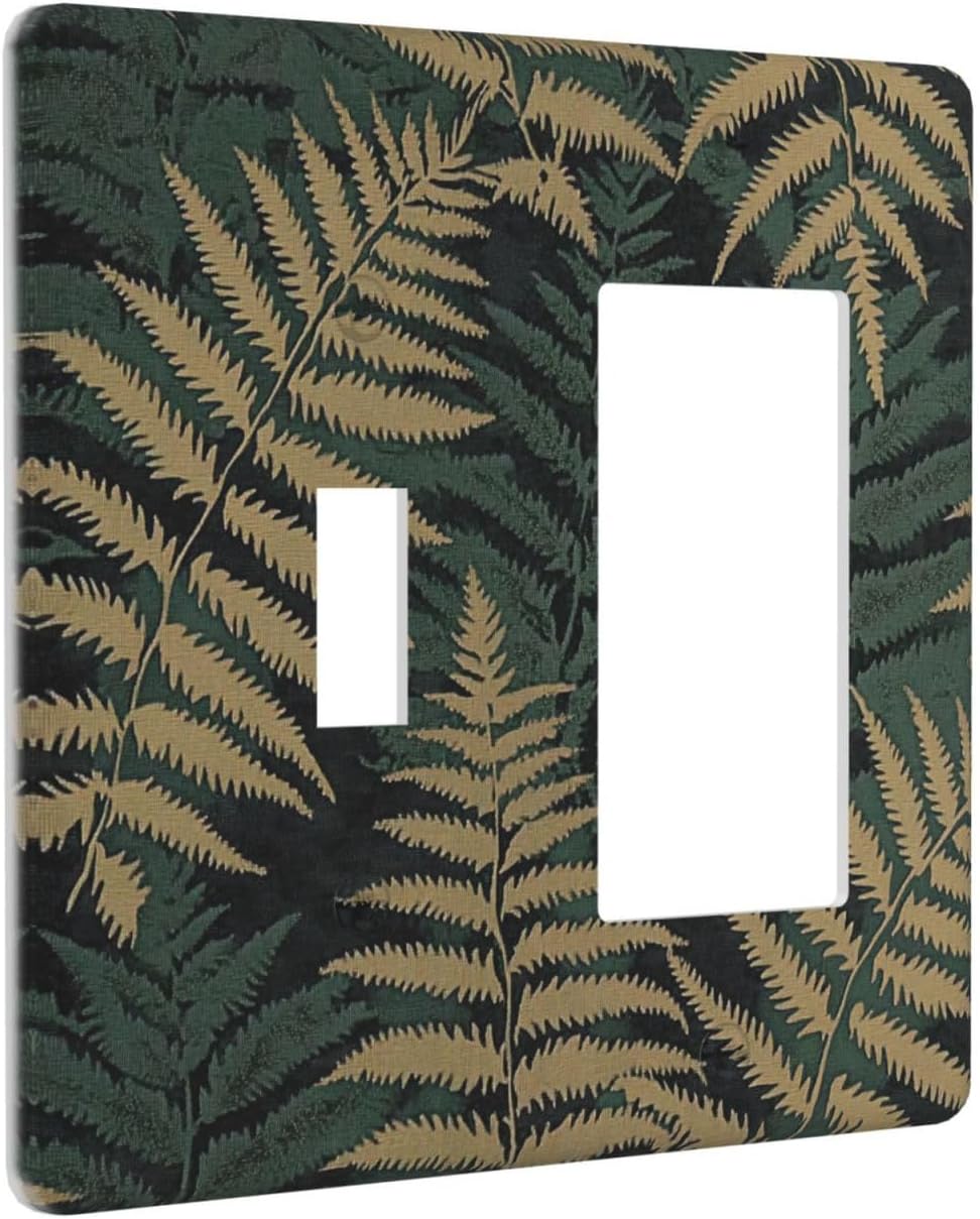 Outlet Covers Botanical Fern Green Leaf Forest 1 Toggle 1 Rocker Combination Decorative Wall Plate Electrical Switch Plates Light Switch Cover Plate For Bed Room Home Decor