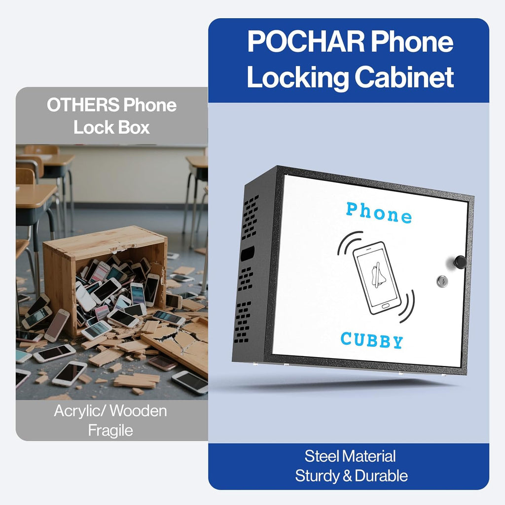 Cell Phone Holder Classroom Cell Phone Lock Box 36 Slots Metal Cell Phone Storage Cabinet Pocket Chart for Classroom with Lock for School Office