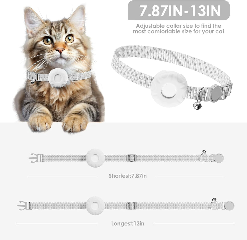 GPS Tracker, Waterproof Pet GPS Tracker for Cats,Cat Tracker Compatible with Apple Find My App (Only iOS), No Monthly Fee, White