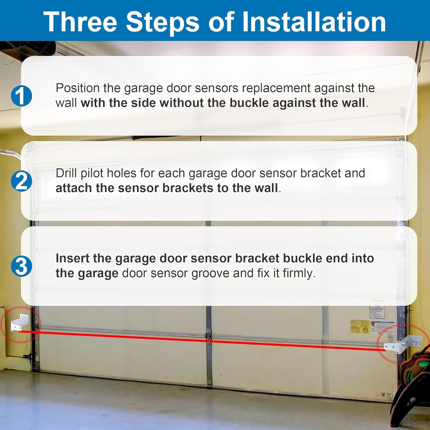 2PCS Garage Door Sensor Bracket Compatible with GSTB-R STB-BL Garage Door Sensors Replacement, Sturdy Metal, Wall Mount, Silver