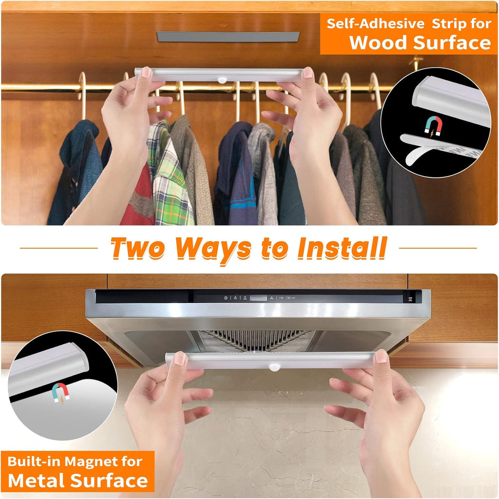 Under Cabinet Lights Motion Sensor Light Dimmable, 80 LED Closet Light Rechargeable Magnetic Under Cabinet Lighting, Under Counter Lights for Kitchen, Wardrobe, 1-Pack