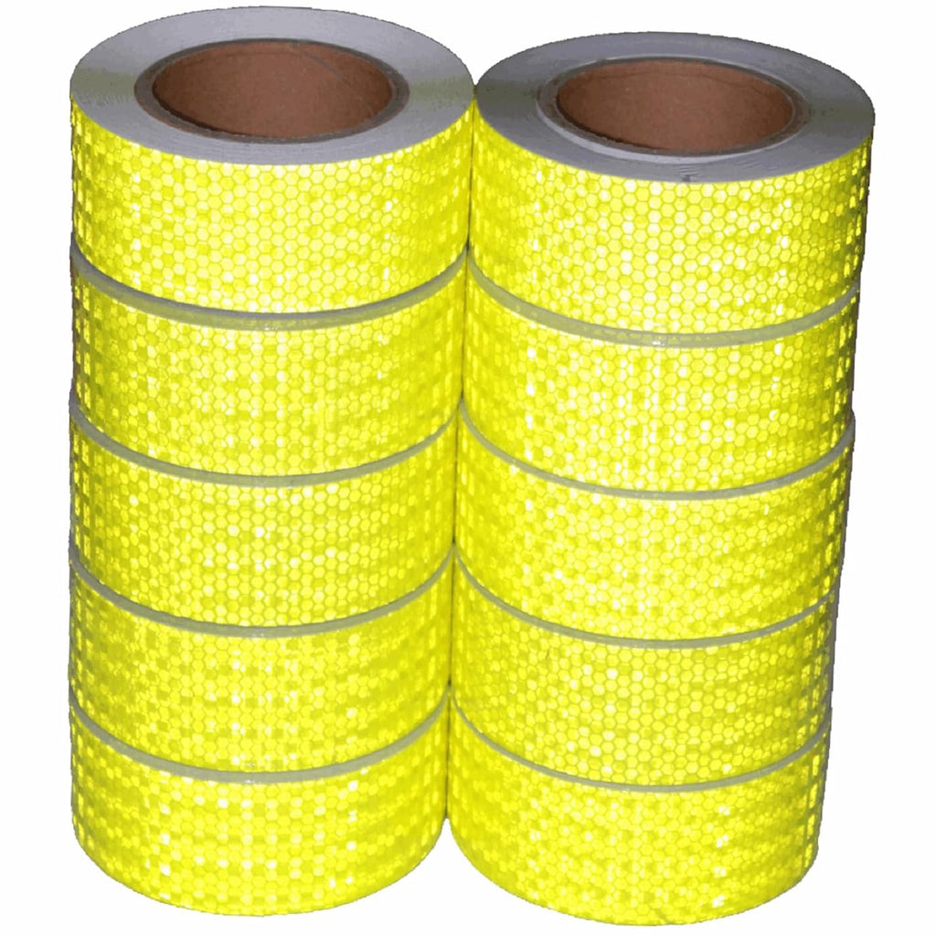 Fluorescent Yellow Reflective Tape Outdoor Waterproof 2 inch Wide, High Visibility Warning Safety Industrial Marking Tape (68 feet,10 Rolls)