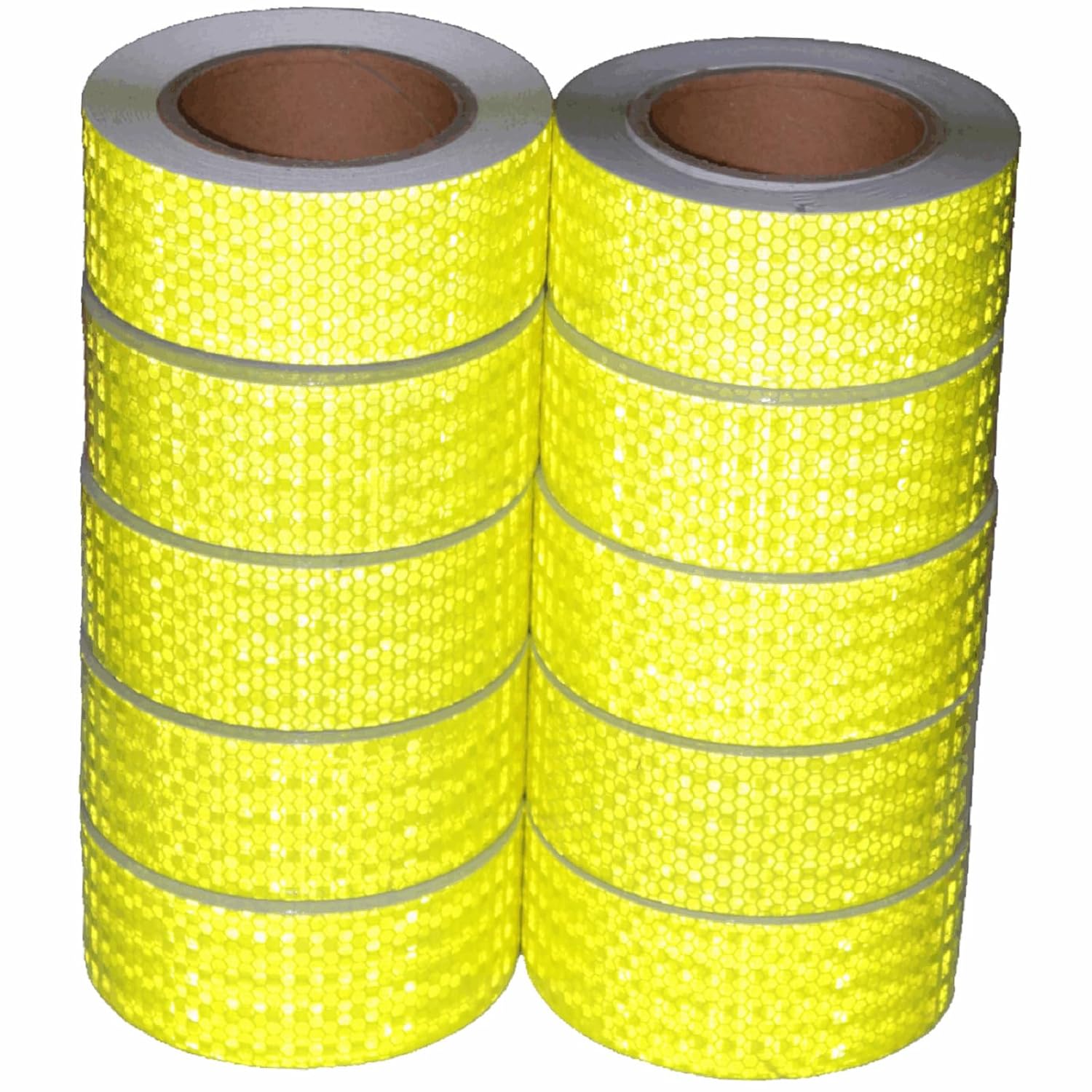 Fluorescent Yellow Reflective Tape Outdoor Waterproof 2 inch Wide, High Visibility Warning Safety Industrial Marking Tape (68 feet,10 Rolls)